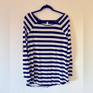 XL navy and white stripe w/ elbow patches